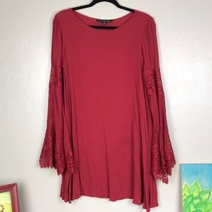 For Love & Lemons tunic with lace bell sleeves